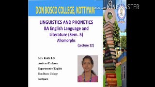 LINGUISTICS amp PHONETICS BA ENGLISH LANGUAGEamp LITERATURE SEMESTER V  LECTURE 12  Title Allomorphs [upl. by Galateah]