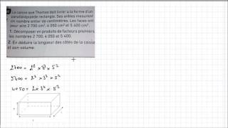 MonPlanMaths  Décomposition facteurs premiers volume parallélélipède rectangle [upl. by Buchheim]