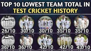 Top 10 Lowest Team Total In Test Cricket History  Lowest Test Team Score in Cricket History [upl. by Ruiz]