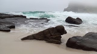 30 min relaxing ocean waves  high quality sound  no music  HD video of a beautiful misty beach [upl. by Cotter901]