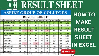 HOW TO MAKE A RESULT SHEET IN EXCEL  EXCEL TUTORIAL [upl. by Eserehc826]