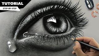 How to Draw Hyper Realistic Eyes  Step by Step [upl. by Farlee]