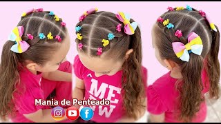 Penteado Infantil Fácil com Maria Chiquinha  Easy Hairstyle Two Ponytails for Little Girls💕 [upl. by Ishii509]