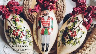 Bombki choinkowe w klimacie vintage  Vintage christmas decor  Decoupage Tutorial DIY [upl. by Solracnauj514]