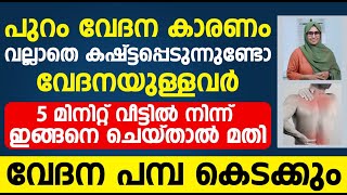 പുറം വേദന കാരണം കഷ്ട്ടപ്പെടുന്നുണ്ടോ 5 മിനിറ്റ് ഇങ്ങനെ ചെയ്താൽ മതി  puram vedana in malayalam [upl. by Dric]