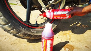 Tubeless tyre puncture liquid only bike for details ke sath [upl. by Stefanie]