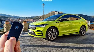 Skoda Enyaq Coupe RS iV 80x TEST Mamba Green 4K [upl. by Ruyam]