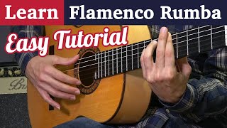 Learn Flamenco Rumba on guitar  Easy Strumming tutorial in 3 steps [upl. by Nairde]