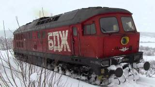 Diesel locomotive 7series quotLudmillaquot coming on snowcovered tracks in the winter [upl. by Ynomrah]