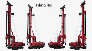 Piling Rig 3D model Turntable [upl. by Eceinaj]