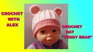 CROCHET quotTEDDY BEARquot HAT any size tutorial ALEX [upl. by Annala]