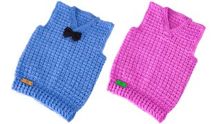 🌈Como Tejer CHALECO a Crochet para NIÑOS Y NIÑAS TODAS LAS TALLAS [upl. by Wisnicki]