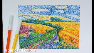 pointillism drawing nature  pointillism for beginners [upl. by Ashlin]