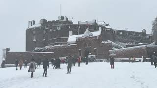 Edinburgh first snowfall  Edinburgh Castle St Giles Cathedral Princes Street Gardens walk [upl. by Nadruoj]