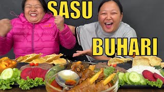 SASU Khukuriama BUHARI DHIDO MUKBANG WITH MUTTON CURRY amp MATAR PANEER [upl. by Spearing]