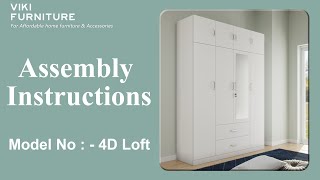 VikiFurniture Wardrobe Loft Assembly Instruction Video  Model Wardrobe With 4 Door Loft [upl. by Kcirddec]