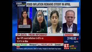 CareEdge Ratings Chief Economist Rajani Sinha discusses the April CPI data with ET NOW [upl. by Ennaeiluj]