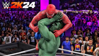 WWE 2K24  SpiderMan vs Hulk  Extreme Rules At WrestleMania 42 [upl. by Ciardap]