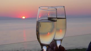 Clinking Champagne Glasses Against Sunset Stock Video [upl. by Lelia]