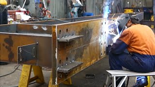 Fabrication process of steel building frame and the fully automatic steel frame welding line [upl. by Ennaesor505]