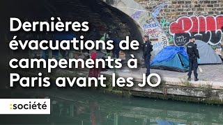 Dernières évacuations de campements à Paris avant les JO [upl. by Ahsaela982]