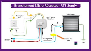 Branchement Micro Récepteur RTS Somfy Pour Volet Roulant electrical domotique electrique somfy [upl. by Aneret]