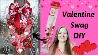 Valentine Swag DIY Dollar Trees Pink Valentine Trees  Valentines Day DIY  Budget Friendly Craft [upl. by Sivet]