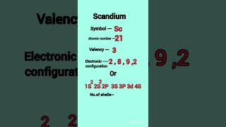 Scandium valency electronic configuration valence electrons shorts chemistry [upl. by Attenod862]