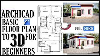 Archicad Tutorial  Basic Floor Plan To 3D For Beginners [upl. by Elianore72]