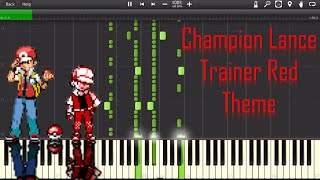 Pokemon Trainer RedChampion Lance Battle music Piano  Synthesia [upl. by Shayla]