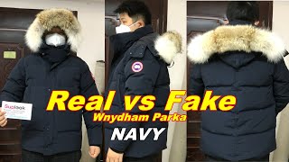 Real vs Fake Canada Goose Wyndham Parka Navy Color [upl. by Esialb]