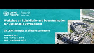 Workshop on Subsidiarity and Decentralisation for Sustainable Development [upl. by Rochester]