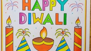 diwali drawing poster l pencil colour drawing tutorial easy [upl. by Akenit66]