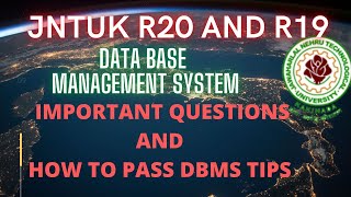 jntuk data base management system important questions and tips jntuk r20 dbms jntuk r19 dbms [upl. by Angelita]