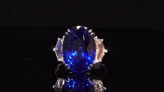 1060 carats Royal Blue Oval Sapphire amp Diamond Ring [upl. by Goodard]