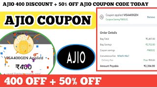 ajio 400 discount  50 off ajio coupon code today  ajio coupon code 2024 [upl. by Shiau]