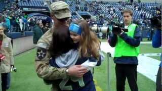 Soldier Homecoming surprise on Veterans Day at Seahawks Game [upl. by Garvin]