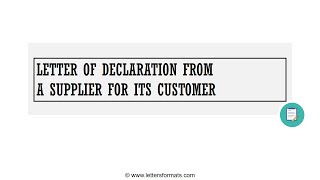 How to Write a Letter of Declaration from a Supplier for its Client [upl. by Nitfa]