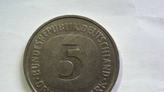 Coin 5 Bundesrepublik Deutchland Deutsche Mark 1975 F [upl. by Kohl]