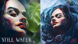 Still Water Acrylic surreal painting process [upl. by Atener713]