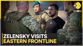 RussiaUkraine War Ukraines Zelensky visits Eastern frontline Kharkiv region  WION News [upl. by Livy]