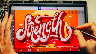 Digital Hand Lettering Timelapse  Strength [upl. by Shamrao]