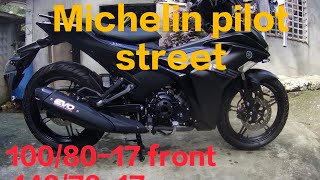 sniper155vva tire upgrade  1008017 front 1407017 rear Michelin pilot street [upl. by Ekeiram]