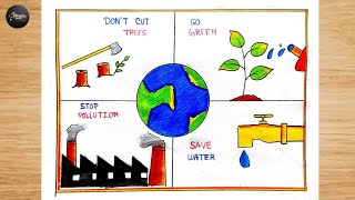 Earth day drawing World earth day poster drawing Save earth poster Save Environment drawing [upl. by Llertnahs]