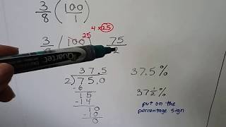 GED Math 11d Changing a fraction or mixed number to a percent [upl. by Himelman]