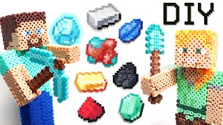 Perler Bead Minecraft Diamond Tools and Ores DIY [upl. by Borden]