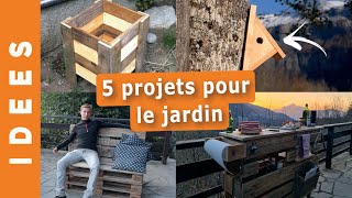 5 IDÉES DE BRICOLAGE EN PALETTES  Pour le jardin [upl. by Gerda139]