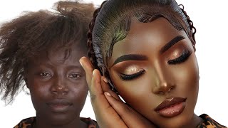 100M VIEWS ⬆️ BOMB👆 BARBIE🍫 MELANIN DARK SKIN BRIDAL MAKEUP BRIDAL HAIR TRANSFORMATION😍 MELANIN 😍 [upl. by Victor360]