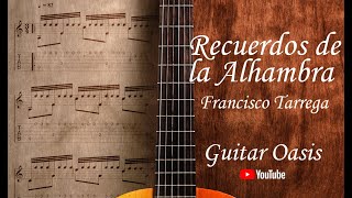 Recuerdos de la Alhambra  Francisco Tarrega Solo  Guitar Tab [upl. by Lennahc]