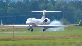 Gulfstream G550 from Brazil  Spectacular Approach to Bern [upl. by Seuqram17]